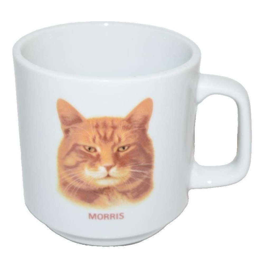 Morris the Cat for 9 lives Coffee Mug Cup Ginger‎ Tabby Vtg Pet Food TV Ads